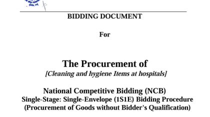 Invitation for Bids No.: GPKNCRD/GOODS/NCB/8/2083-084 The Procurement of [Cleaning and hygiene Items at hospitals]
