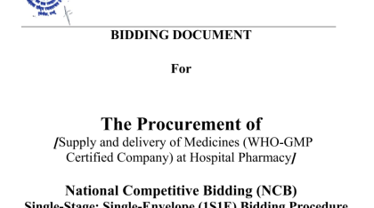 Invitation for Bids No.: GPKNCRD/GOODS/NCB/9/2083-084 The Procurement of [Supply and delivery of Medicines (WHO-GMP Certified Company) at Hospital Pharmacy]